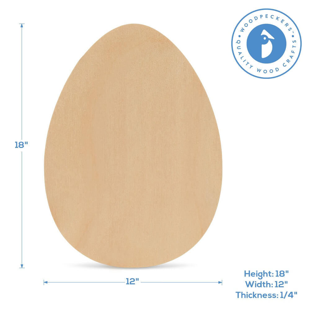 Woodpeckers Crafts Wood Easter Egg Cutout Jumbo, 18" x 12"