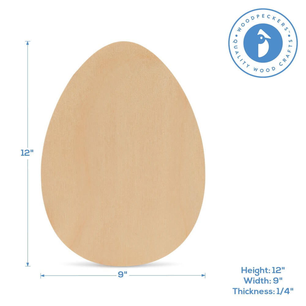 Woodpeckers Crafts Wood Easter Egg Cutout Large, 12" x 9"
