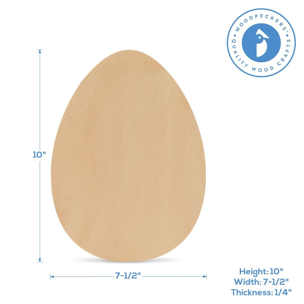 Woodpeckers Crafts Wood Easter Egg Cutout Medium, 10" x 7.5"