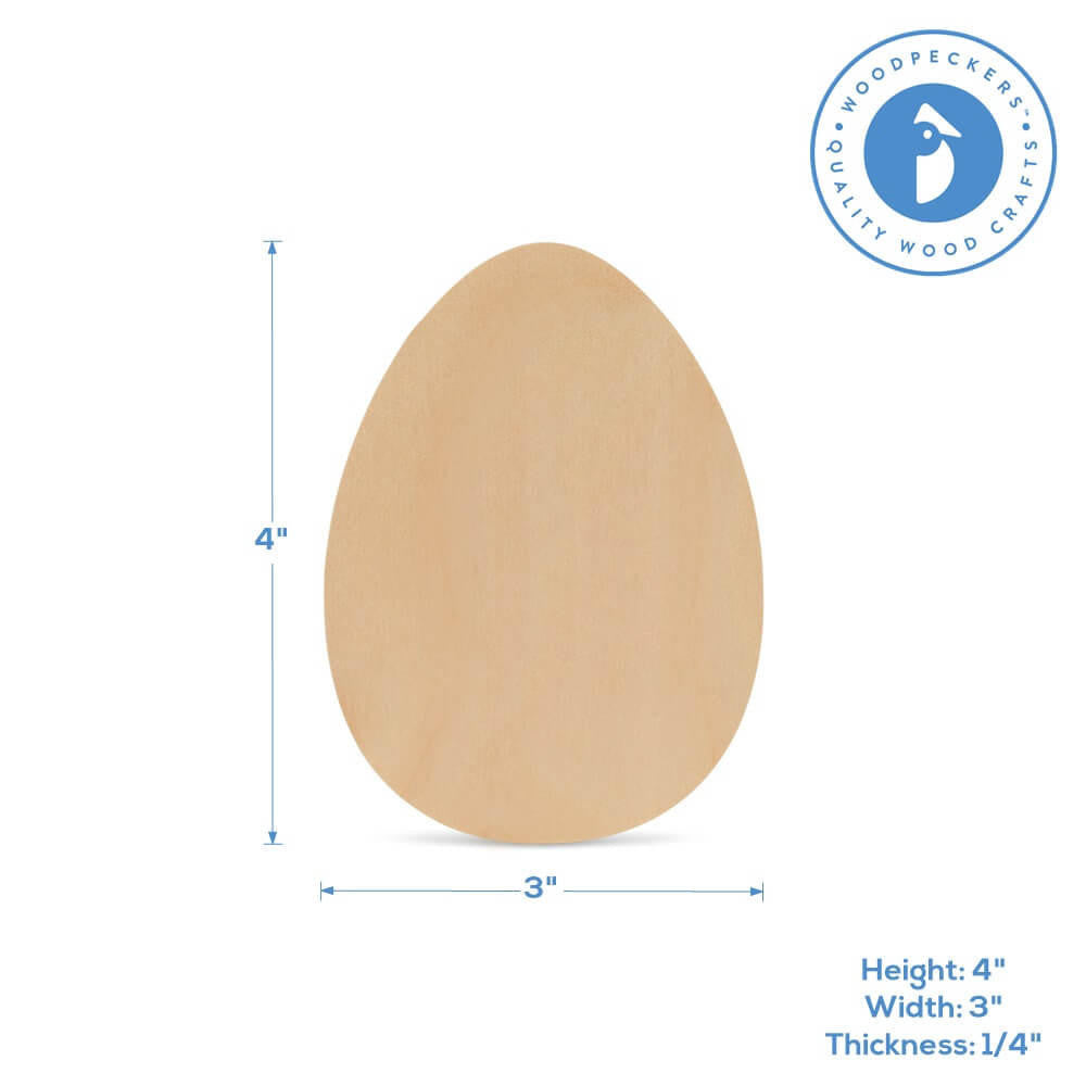 Woodpeckers Crafts Wood Easter Egg Cutout Mini, 4" x 3"