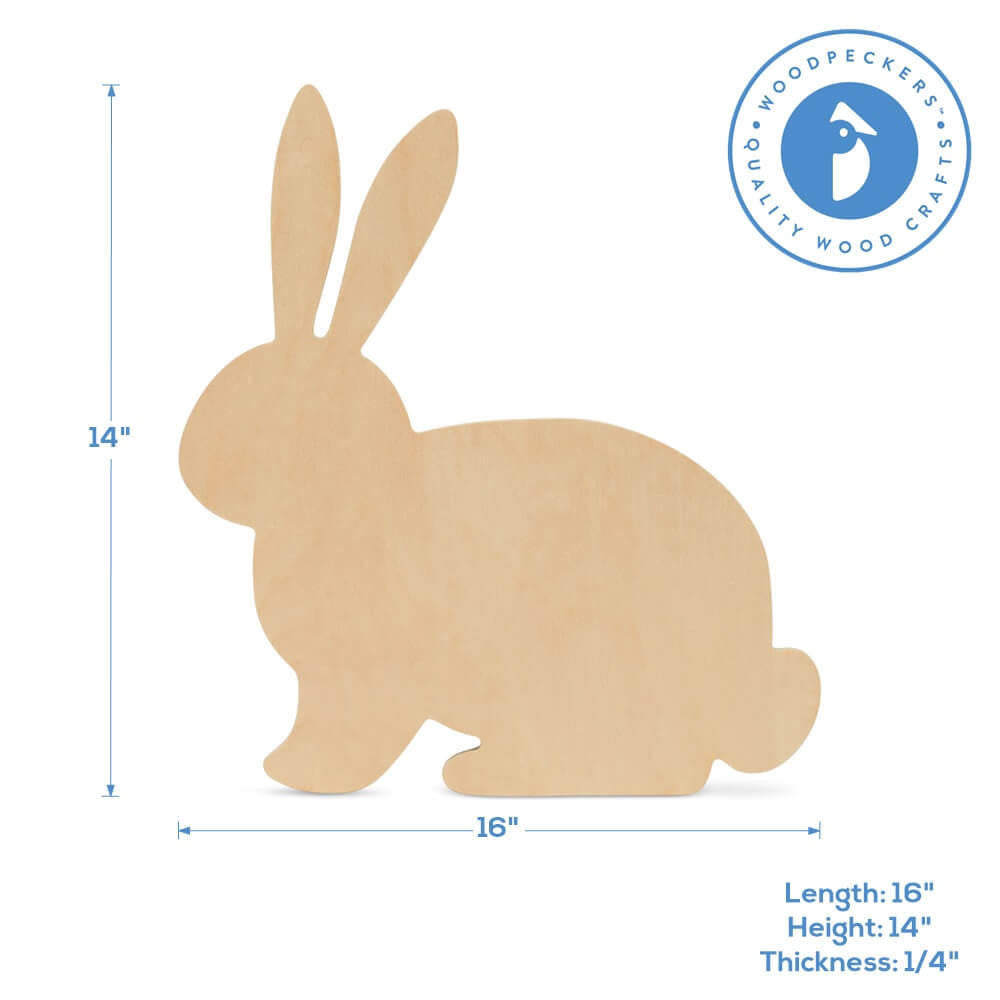 Wood Easter Rabbit Extra Large, 16" x 14"