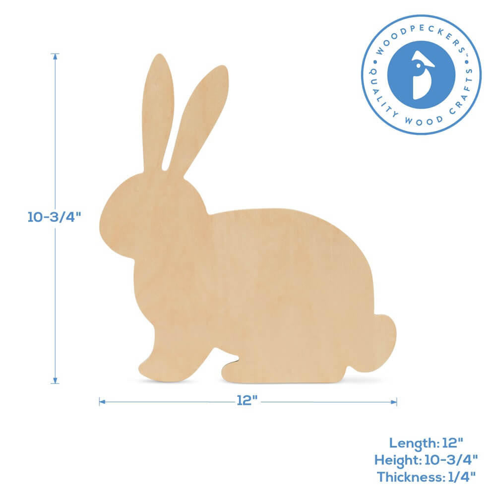 Wood Easter Rabbit Large, 12" x 10.75"