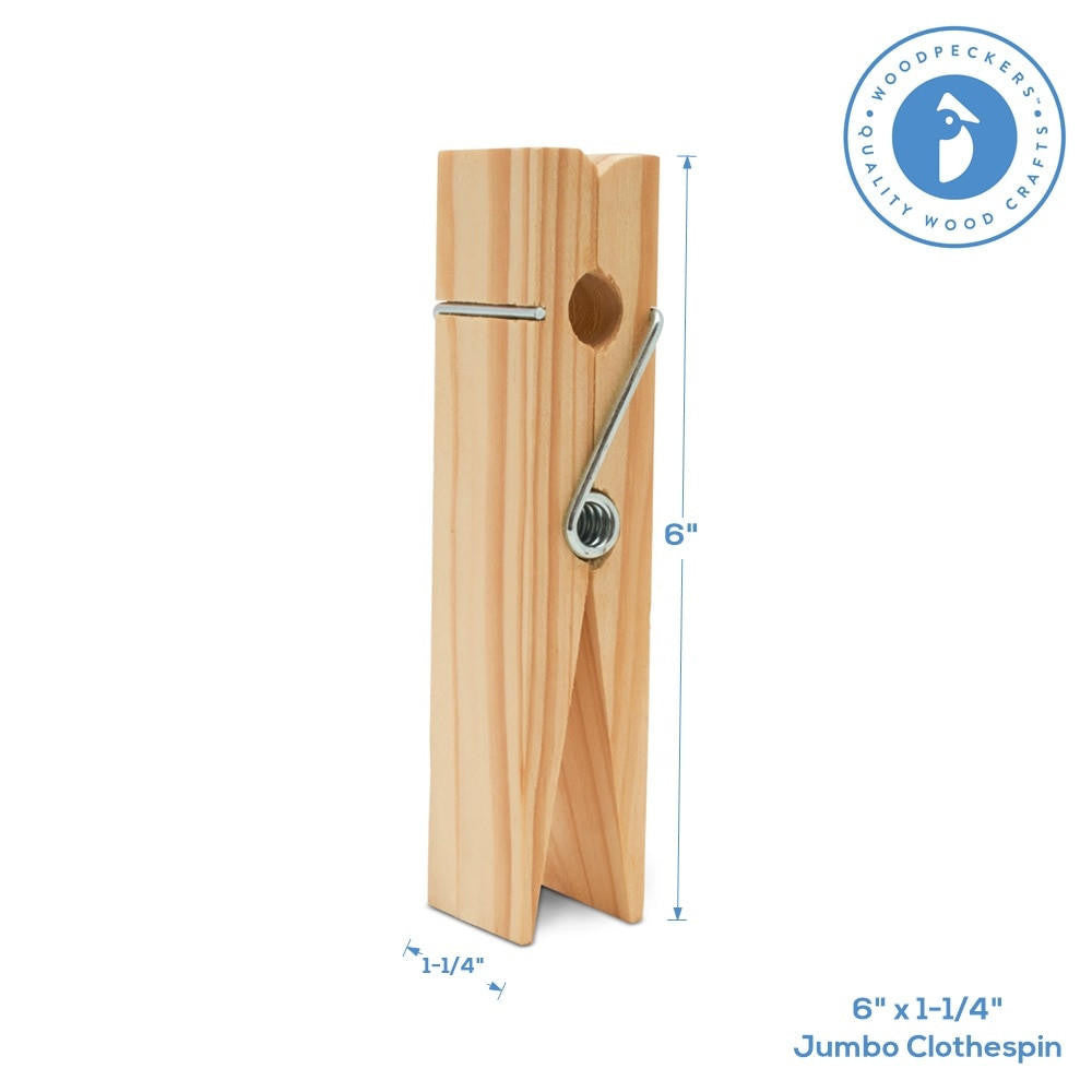 Woodpeckers Crafts Wood Extra-Large Clothespin, 6"
