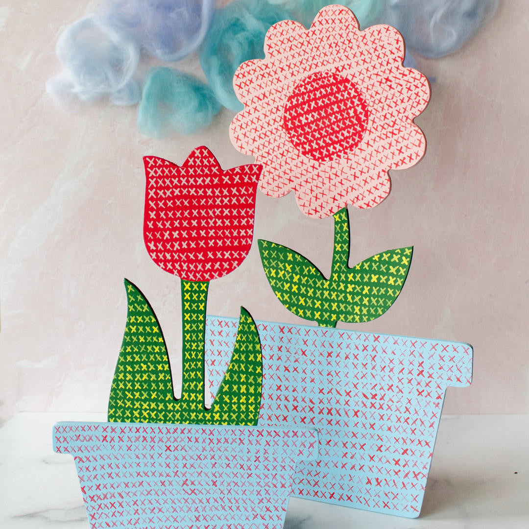 Woodpeckers Crafts Wood Flower Cutout, 12" x 6.5"