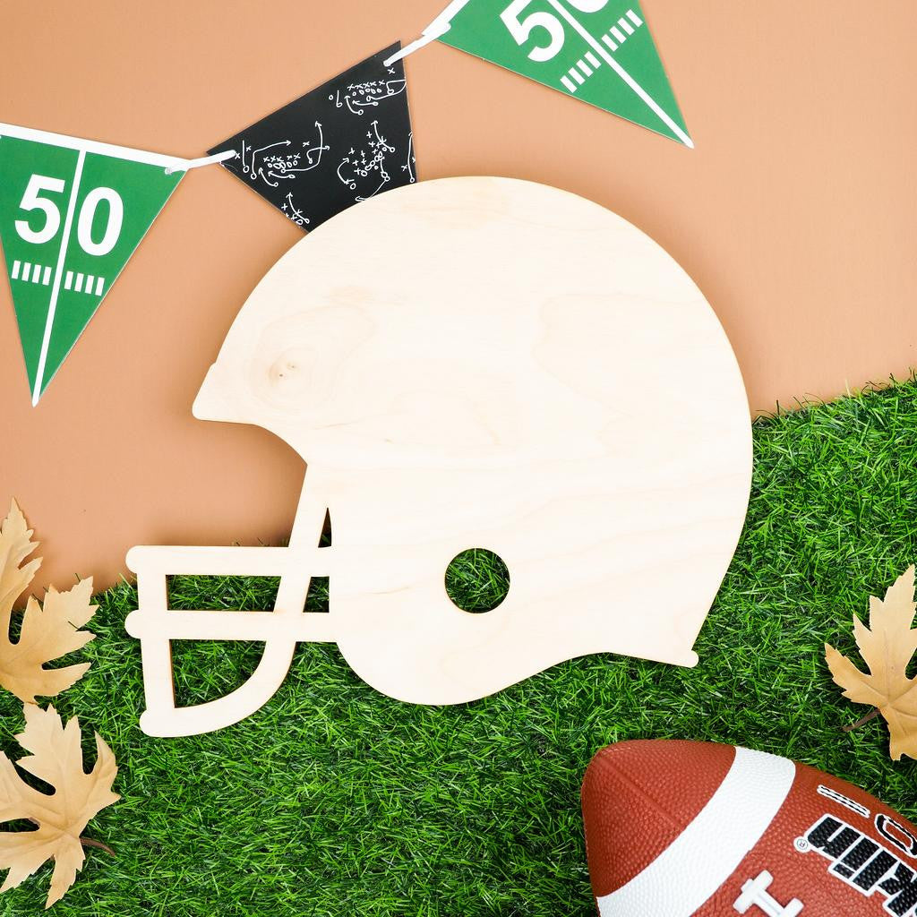 Wood Football Helmet Cutout, 12”