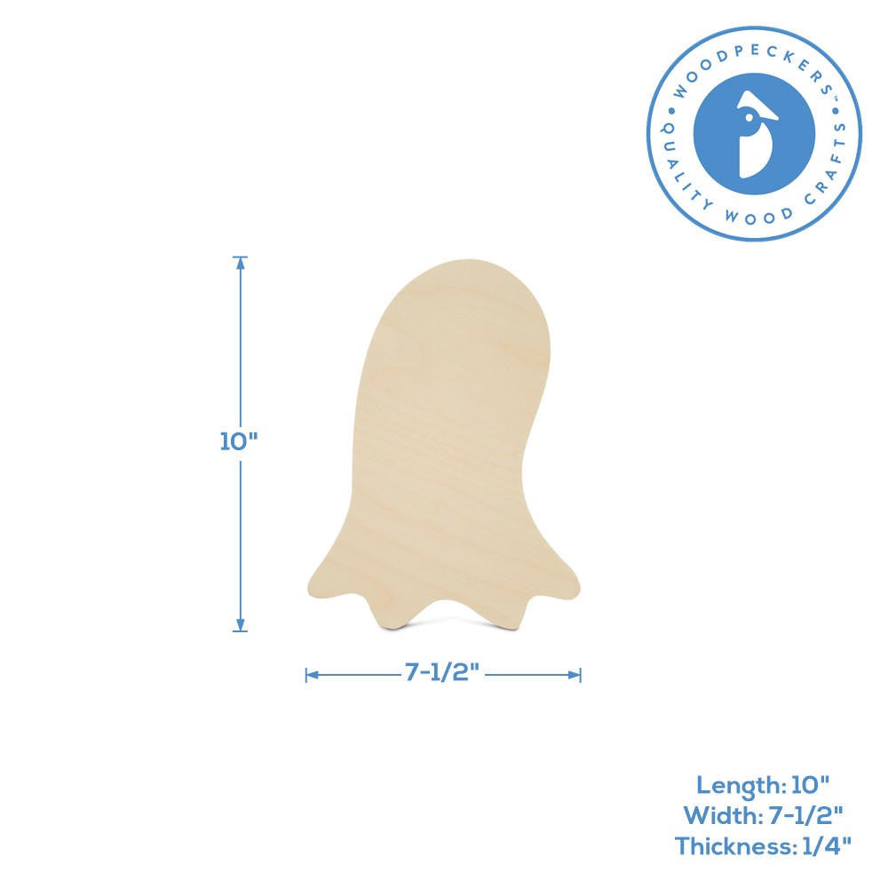 Woodpeckers Crafts Wood Ghost Cutout, 10" x 1/4" Thick
