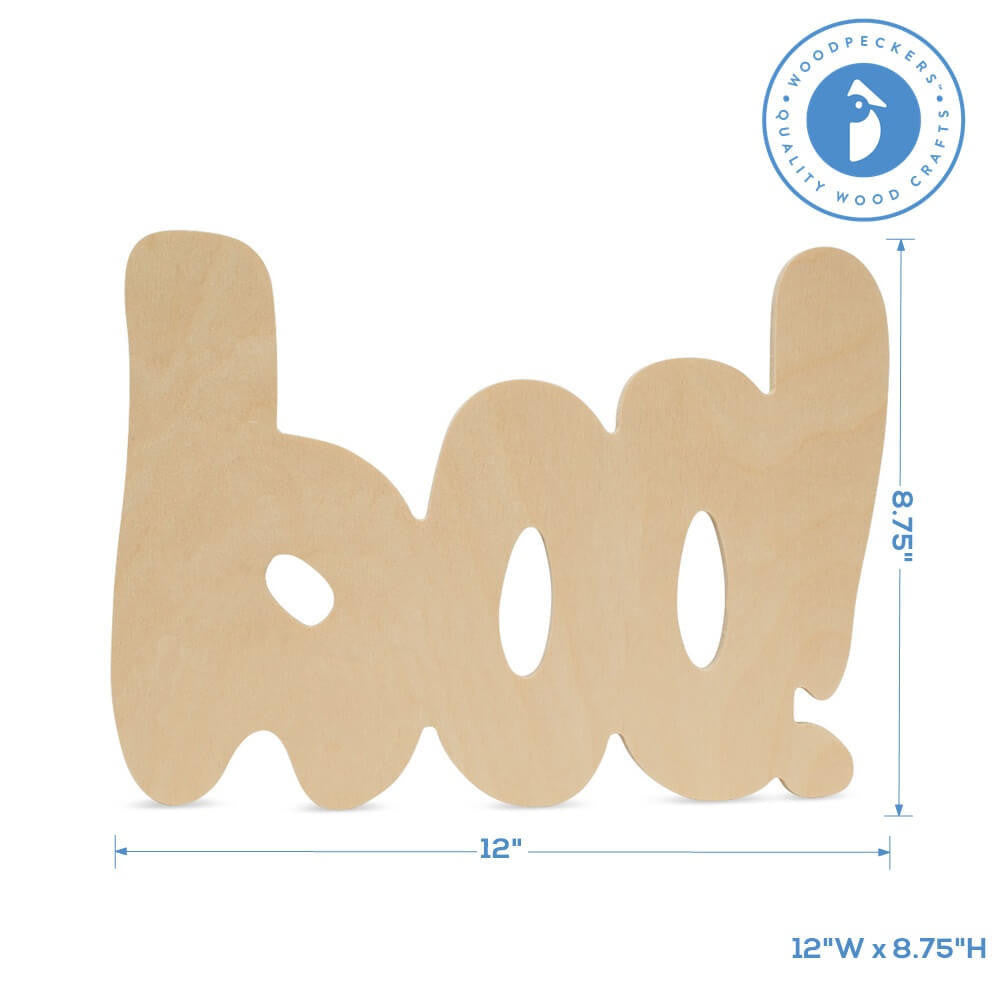 Woodpeckers Crafts Wood Halloween Boo Cutout, 12" x 8.75"