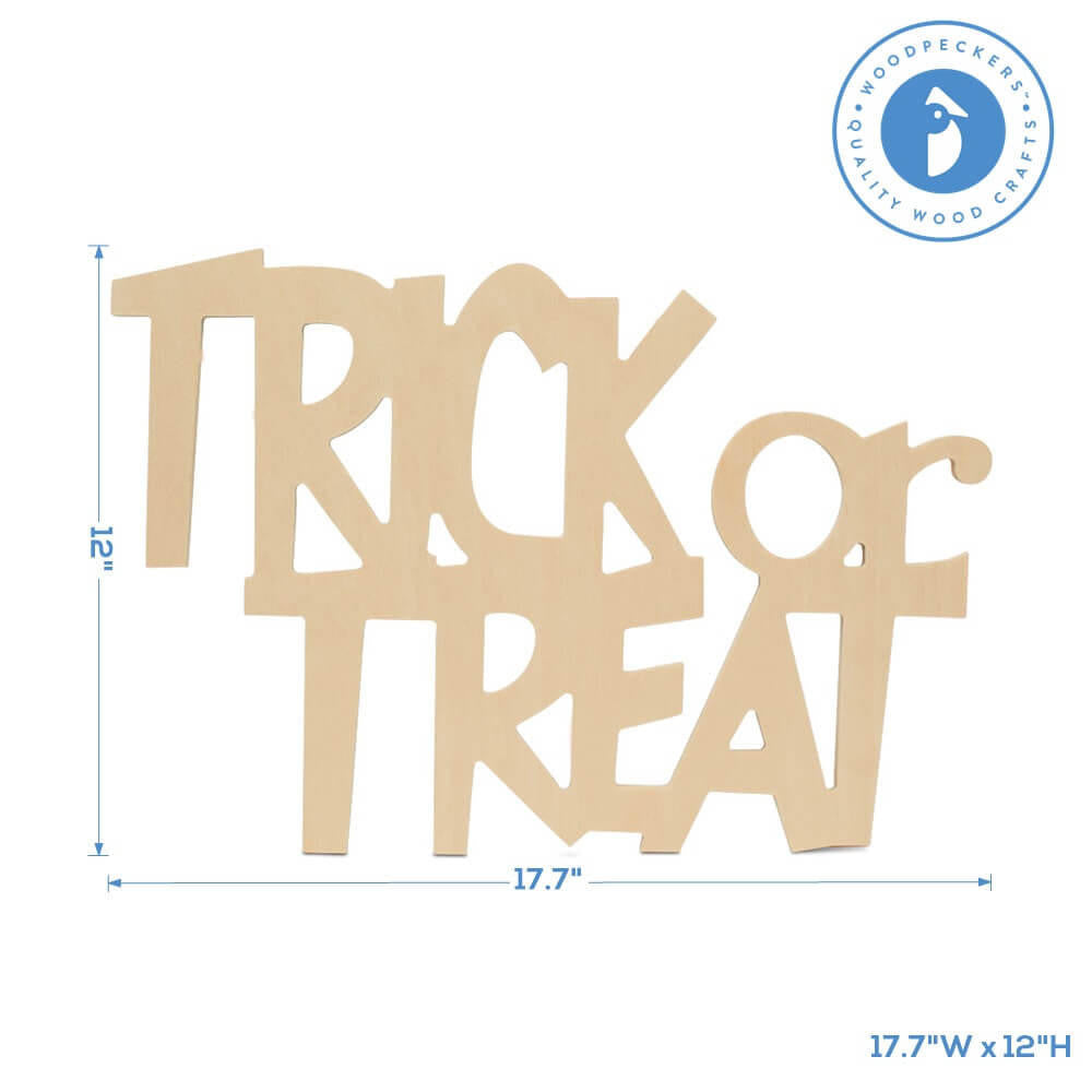 Woodpeckers Crafts Wood Halloween Trick Or Treat Cutout, 17.7" x 12"
