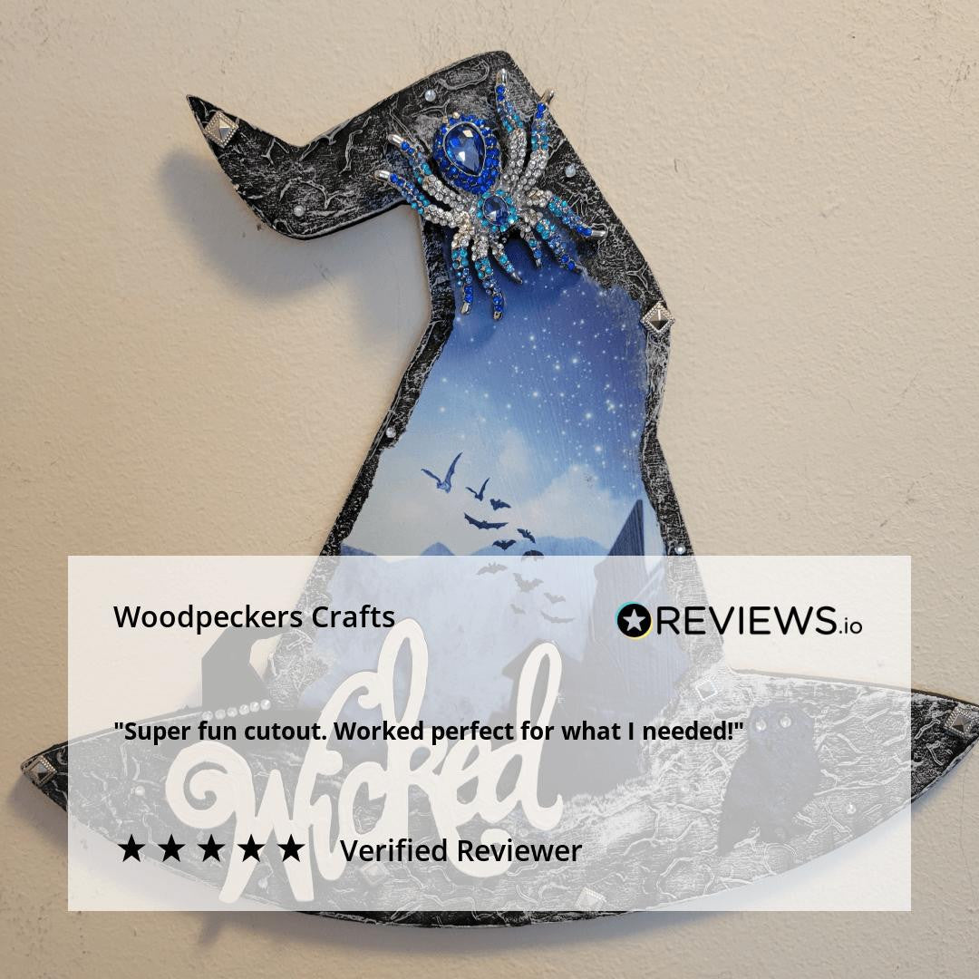 Woodpeckers Crafts Wood Halloween Witch's Hat Cutout, Large 12" x 10.5"