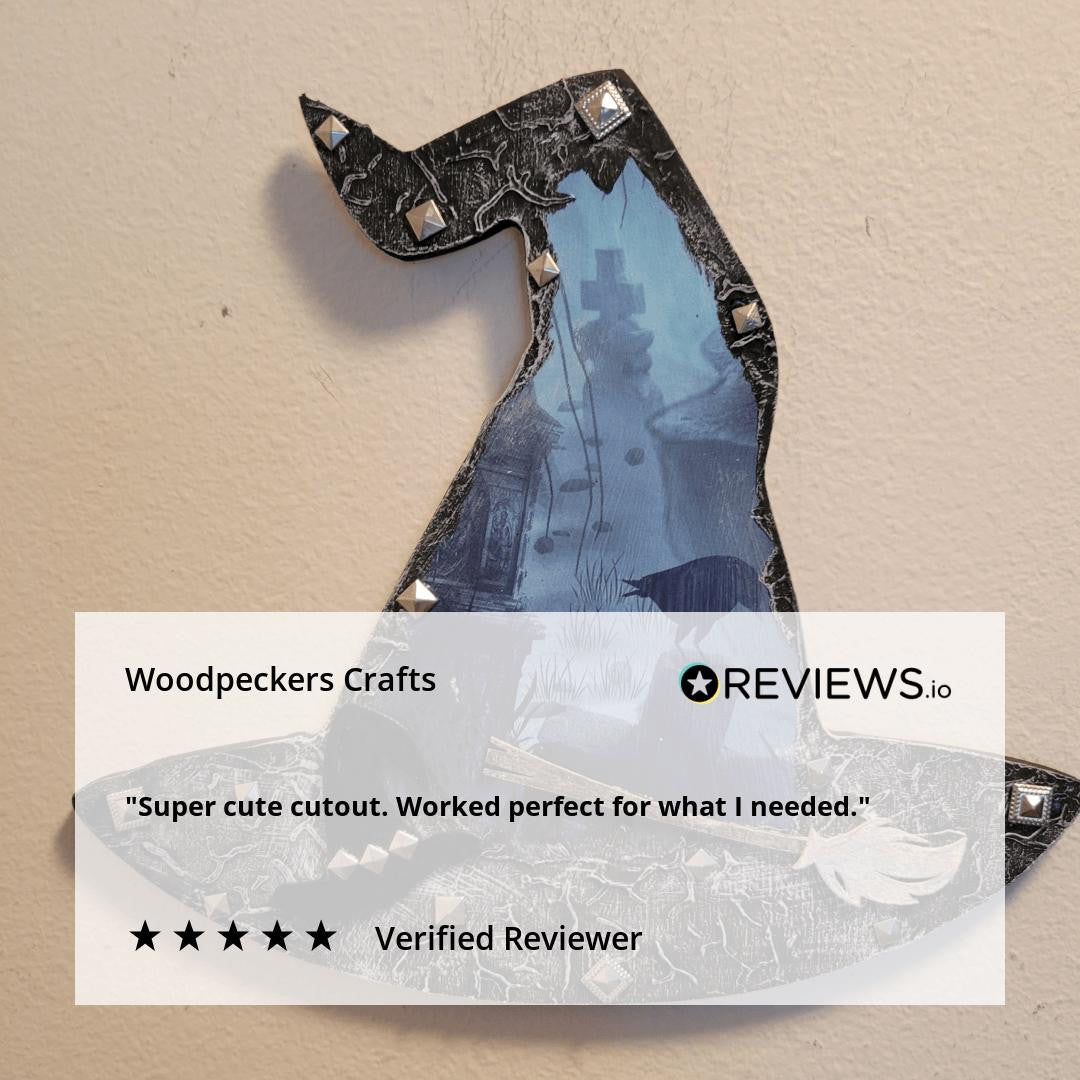 Woodpeckers Crafts Wood Halloween Witch's Hat Cutout, Small 8" x 7"