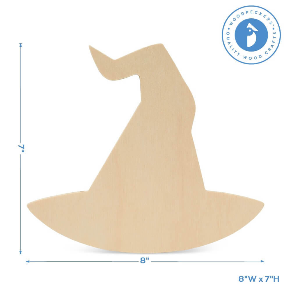 Woodpeckers Crafts Wood Halloween Witch's Hat Cutout, Small 8" x 7"