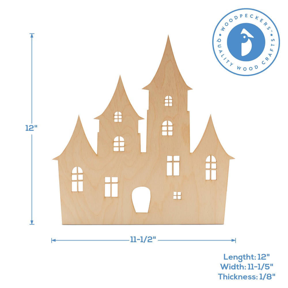 Woodpeckers Crafts Wood Haunted House Cutout, 12”
