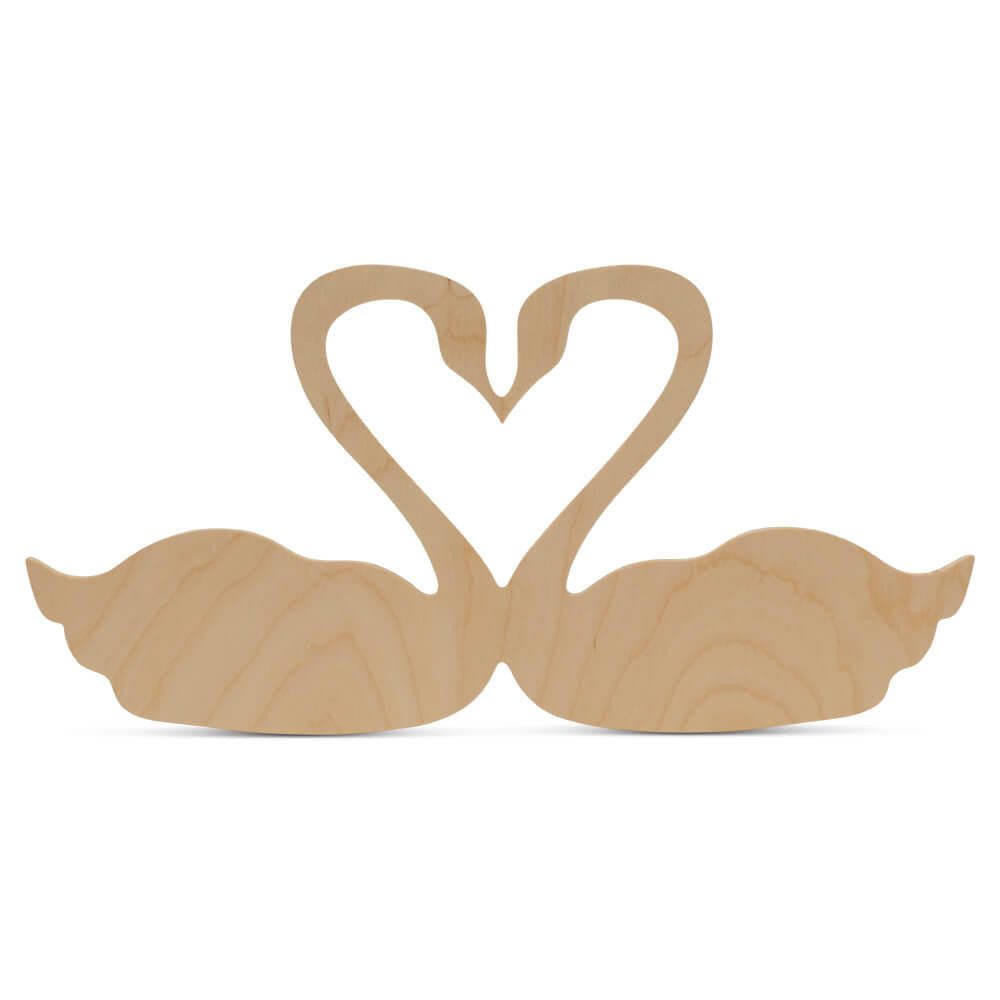 Woodpeckers Crafts Wood Heart Swans Cutout Jumbo, 18" x 9"
