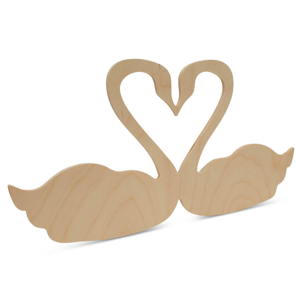 Woodpeckers Crafts Wood Heart Swans Cutout Jumbo, 18" x 9"