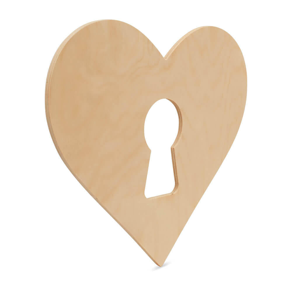 Woodpeckers Crafts Wood Heart with Keyhole Medium Cutout, 8" x 7"