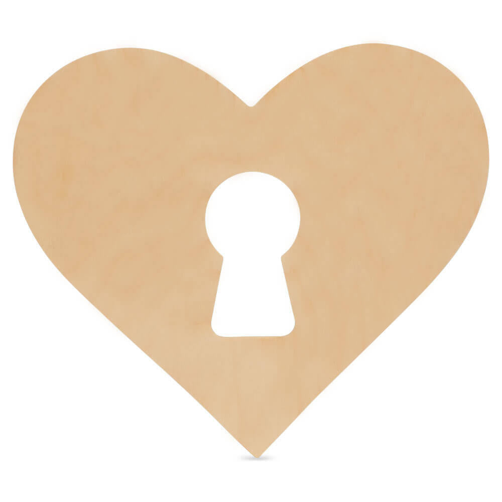 Woodpeckers Crafts Wood Heart with Keyhole Medium Cutout, 8" x 7"