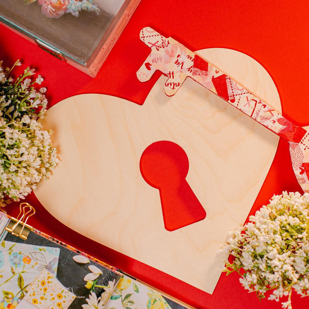 Woodpeckers Crafts Wood Heart with Keyhole Medium Cutout, 8" x 7"