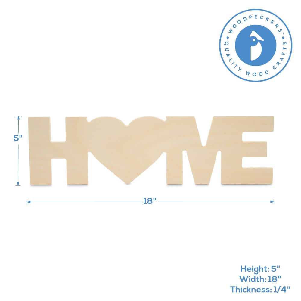 Wood "Home" Cutout, 18" x 5"