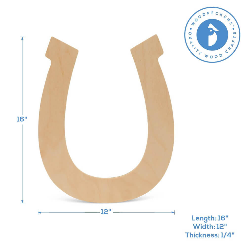 Woodpeckers Crafts Wood Horseshoe Extra Large, 16" x 13"
