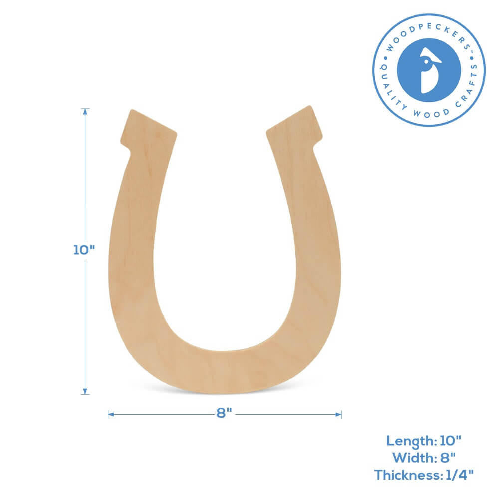 Woodpeckers Crafts Wood Horseshoe Medium, 10" x 8"