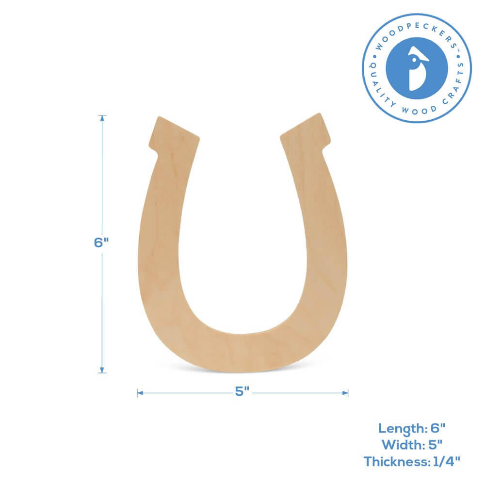 Woodpeckers Crafts Wood Horseshoe Small, 6" x 5"