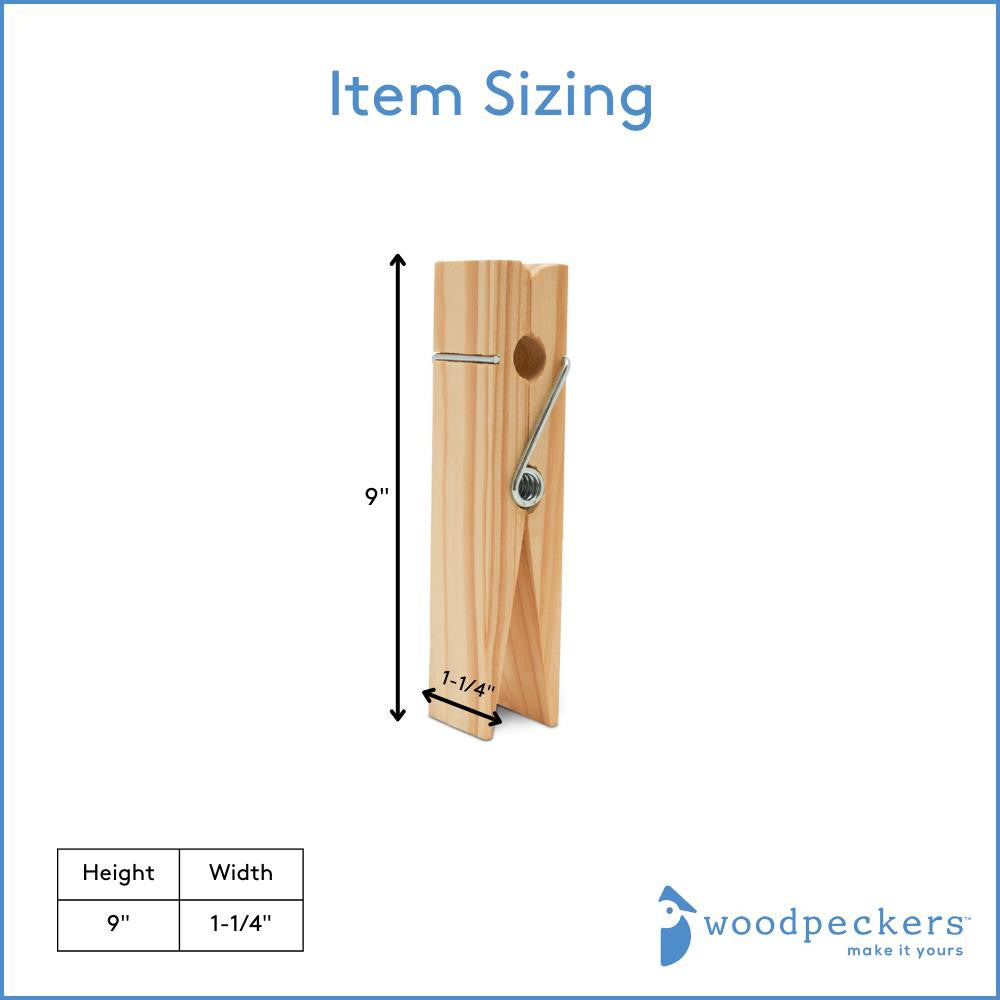 Woodpeckers Crafts Wood Jumbo Clothespin, 9"