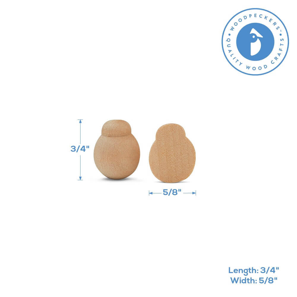 Wood Ladybug Half, Flat Bottom, 3/4"