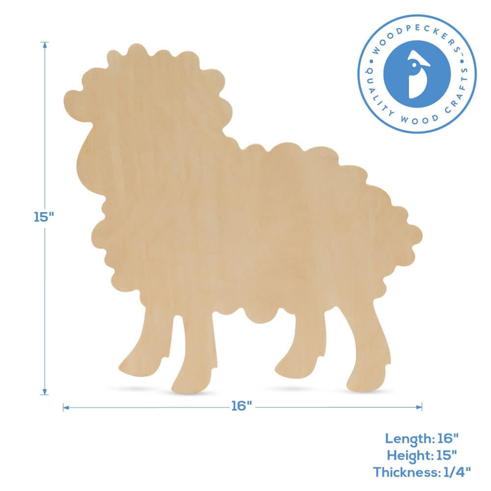 Woodpeckers Crafts Wood Lamb Cutout Extra Large, 16" x 15"