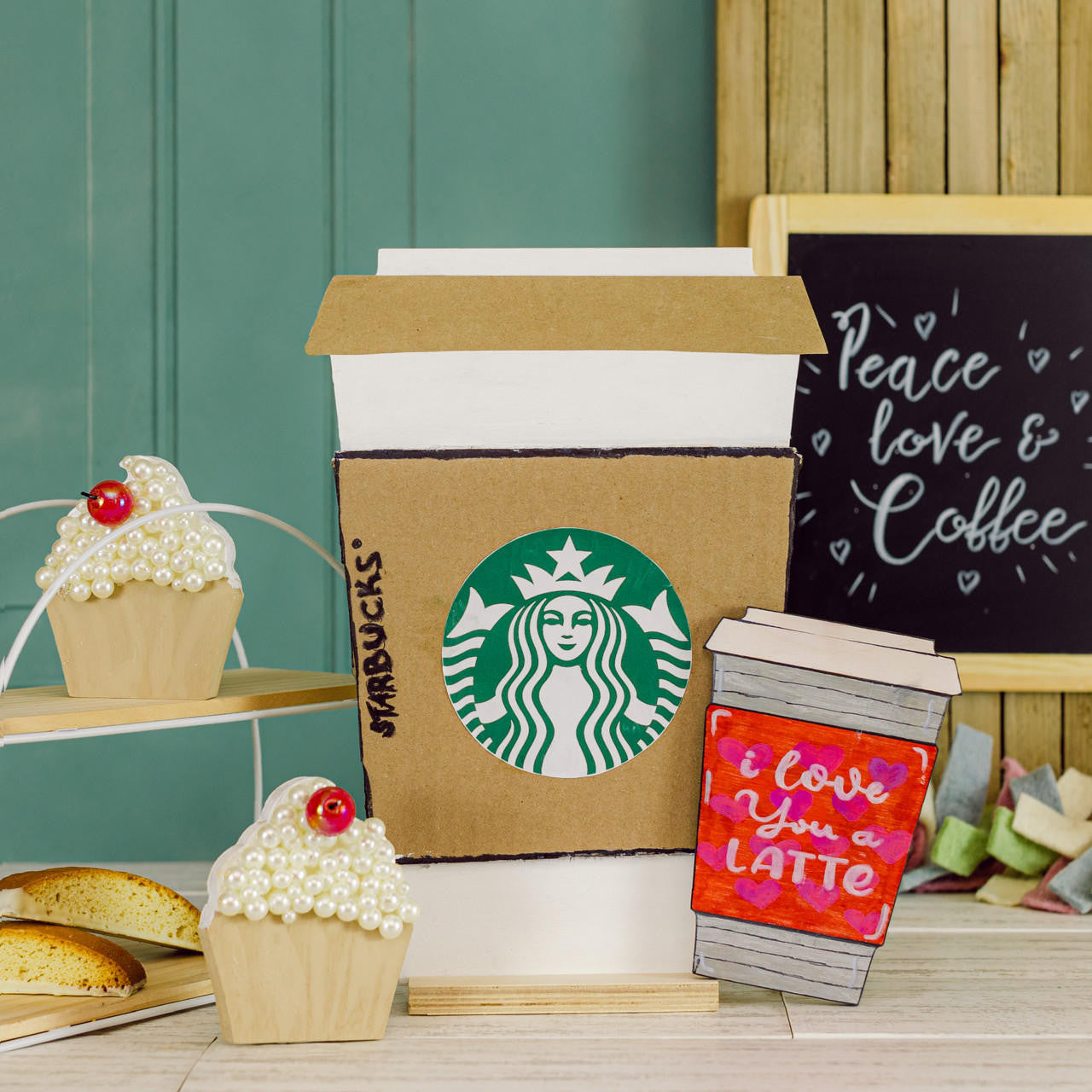 Wood Latte Cup Cutout, 12"