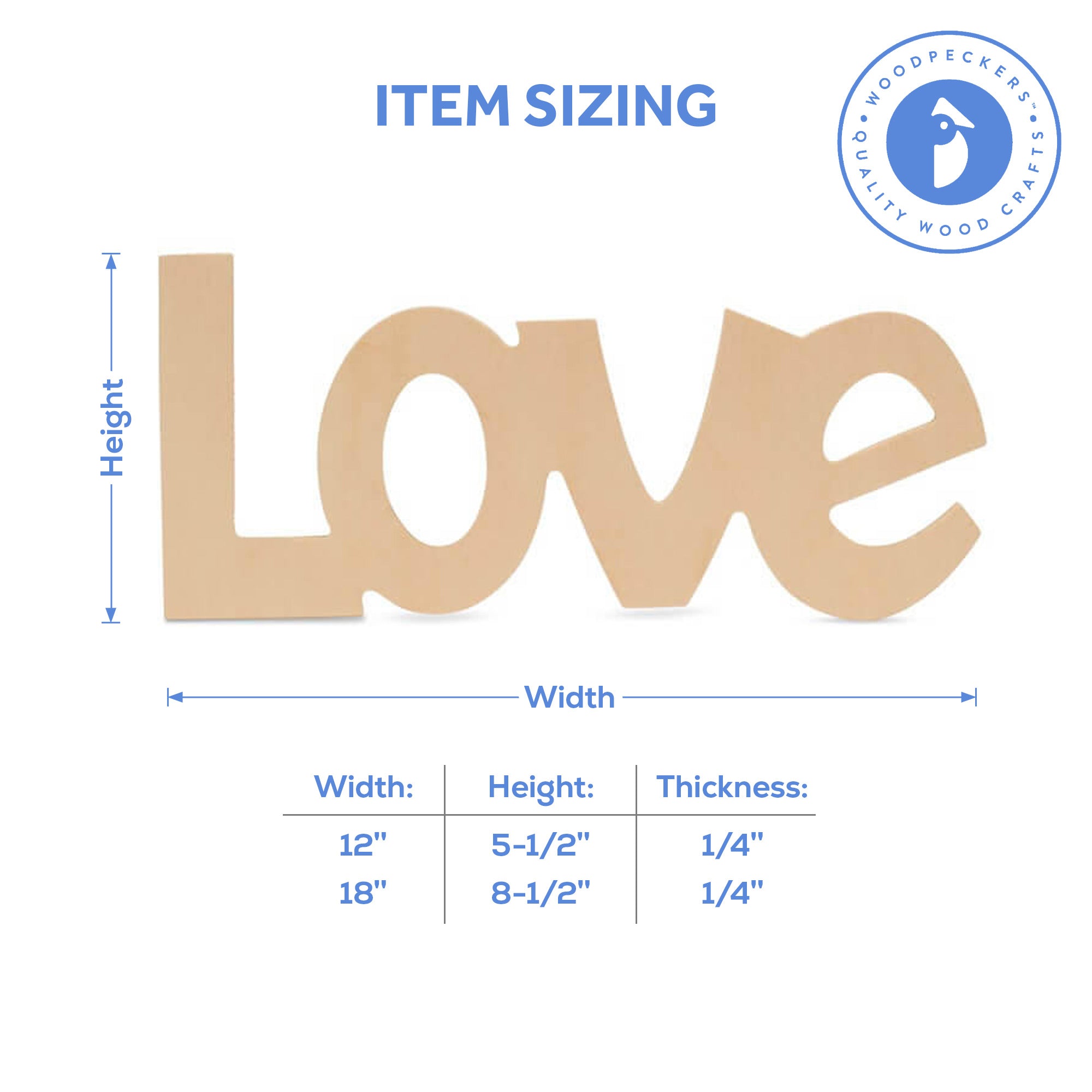 Wood "Love" Cutout (12"- 18")
