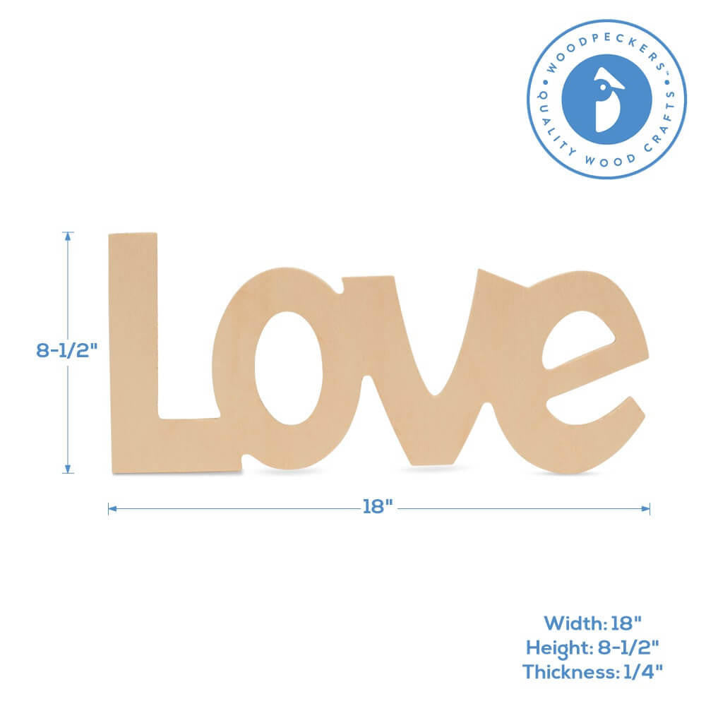Wood "Love" Jumbo Cutout, 18" x 8.5"