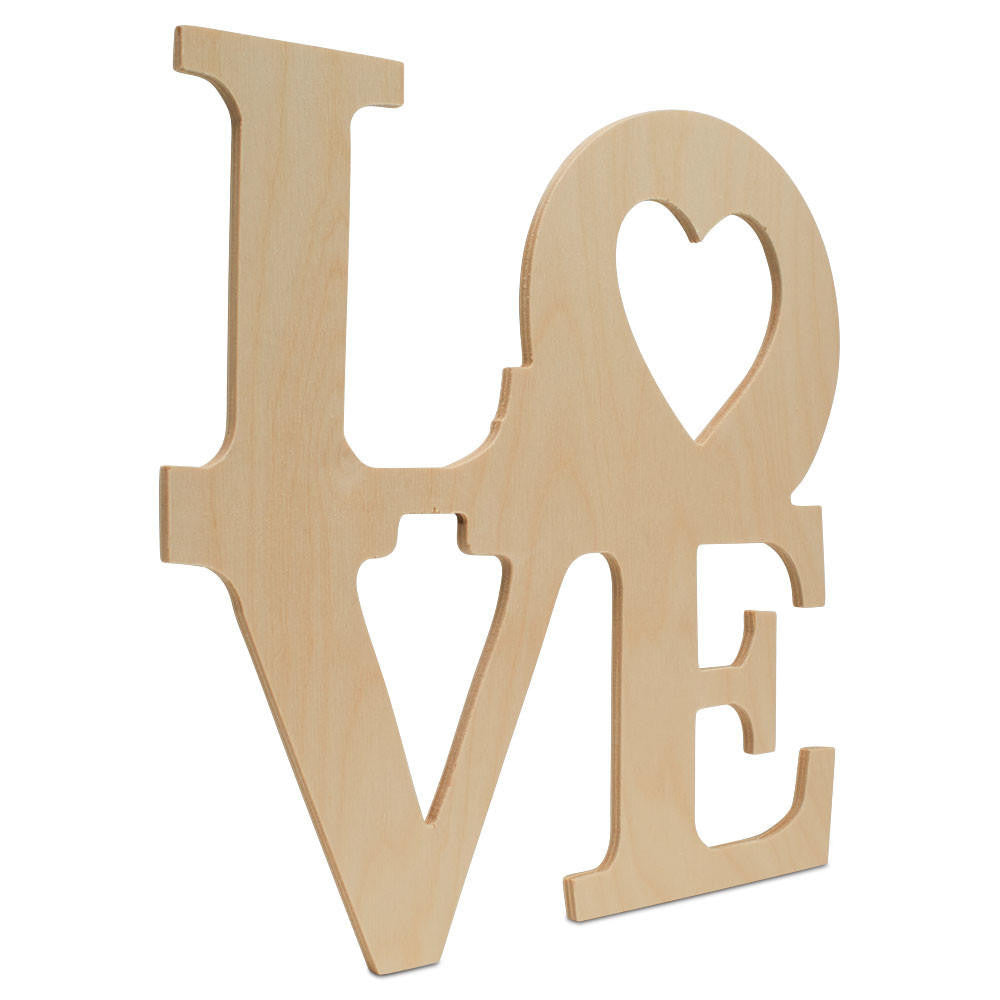 Woodpeckers Crafts Wood "Love" with Heart Cutout Large, 12" x 12"