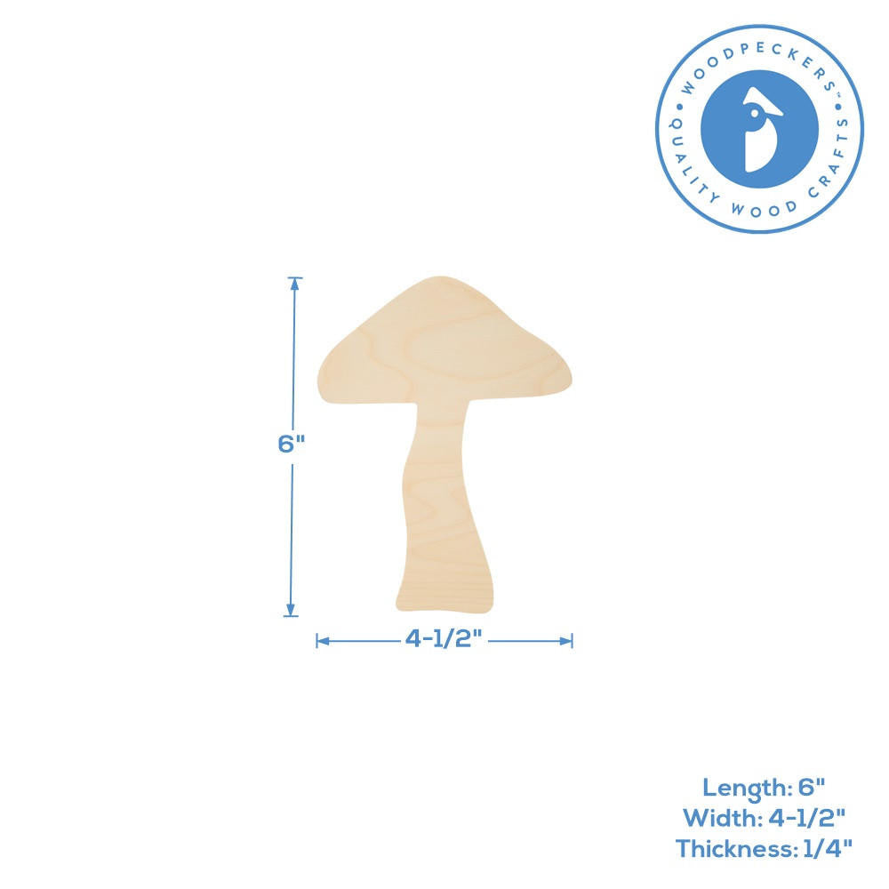 Wood Mushroom Cutout, 6"
