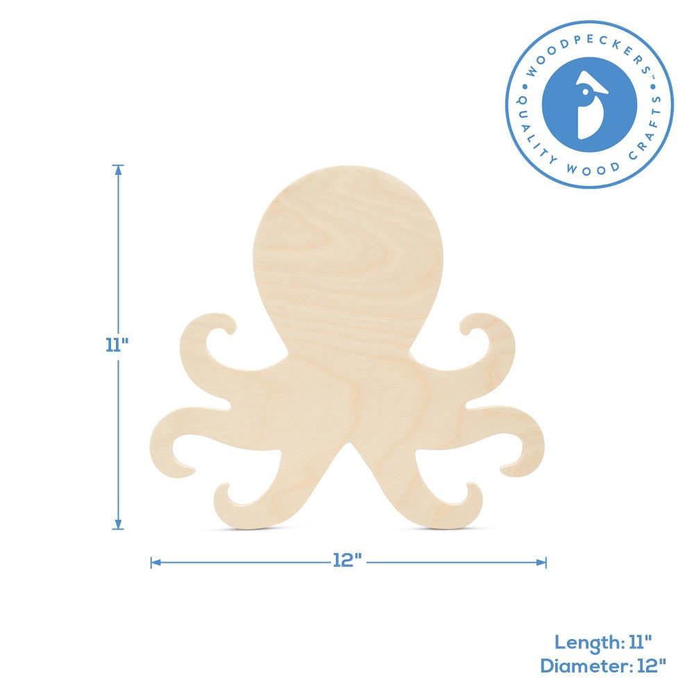Wood Octopus Cutout, 12"