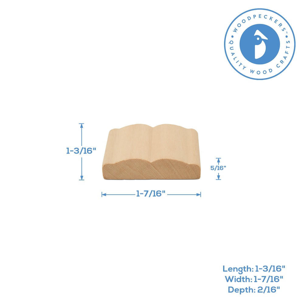 Wood Open Book Ornament, 1-7/16”
