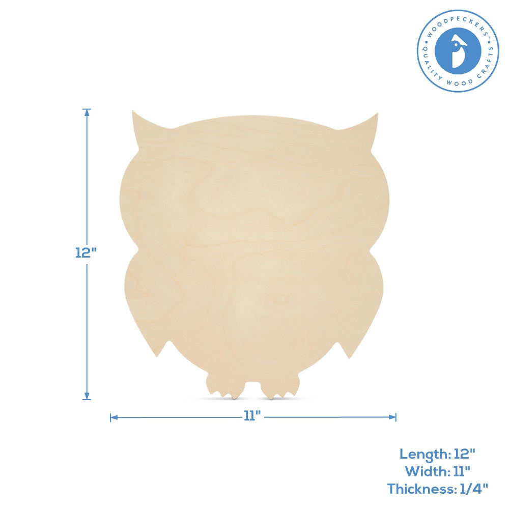 Wood Owl Cutout, 12”