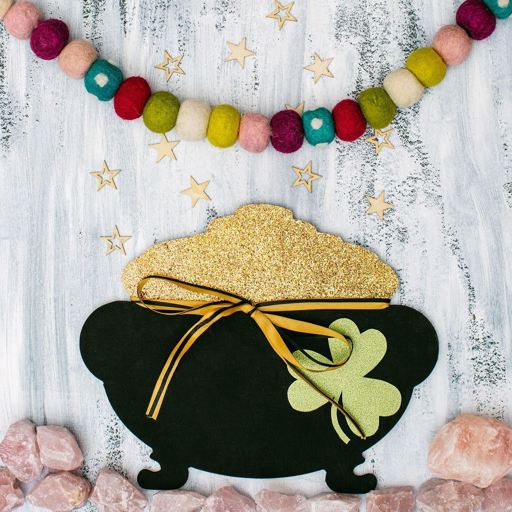 Woodpeckers Crafts Wood Pot Of Gold Cutout Large, 12" x 9.5"