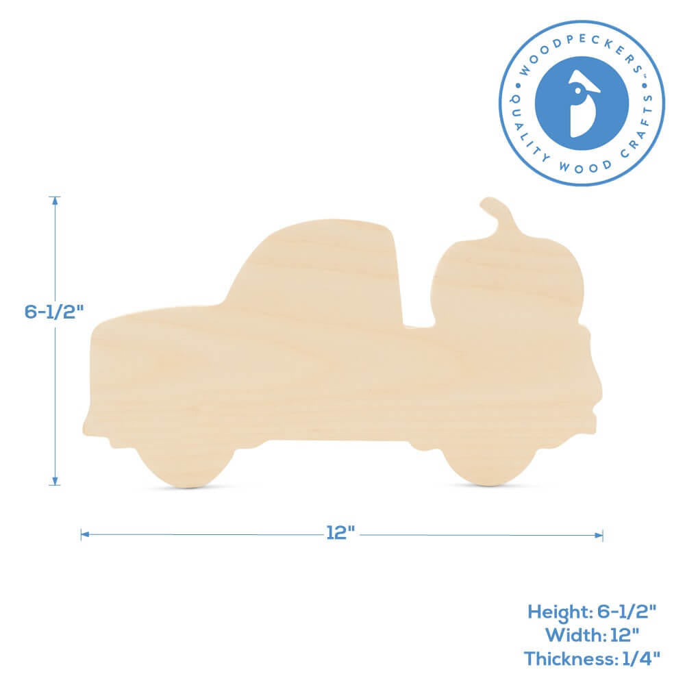 Woodpeckers Crafts Wood Pumpkin Truck Cutout, 12" x 6-1/2"