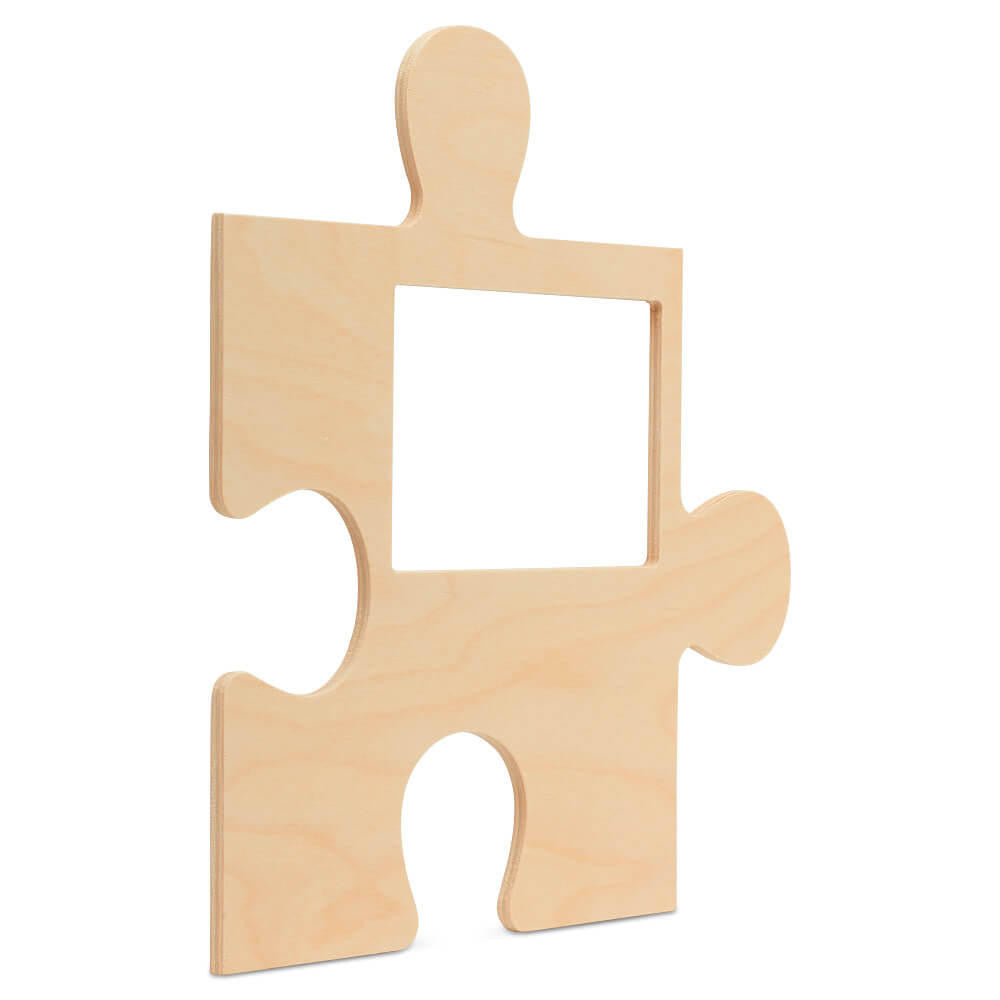Woodpeckers Crafts Wood Puzzle Piece Cutout, 12" x 12", with 4" x 6" Photo Frame