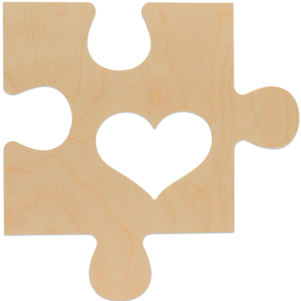 Woodpeckers Crafts Wood Puzzle Piece Cutout, 12" x 12", with Heart Shaped Frame