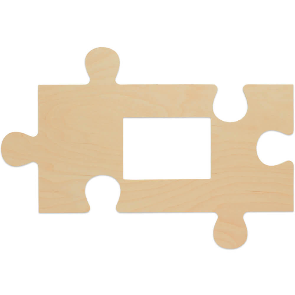 Woodpeckers Crafts Wood Puzzle Piece Cutout, 21" x 12", with 5" x 7" Photo Frame