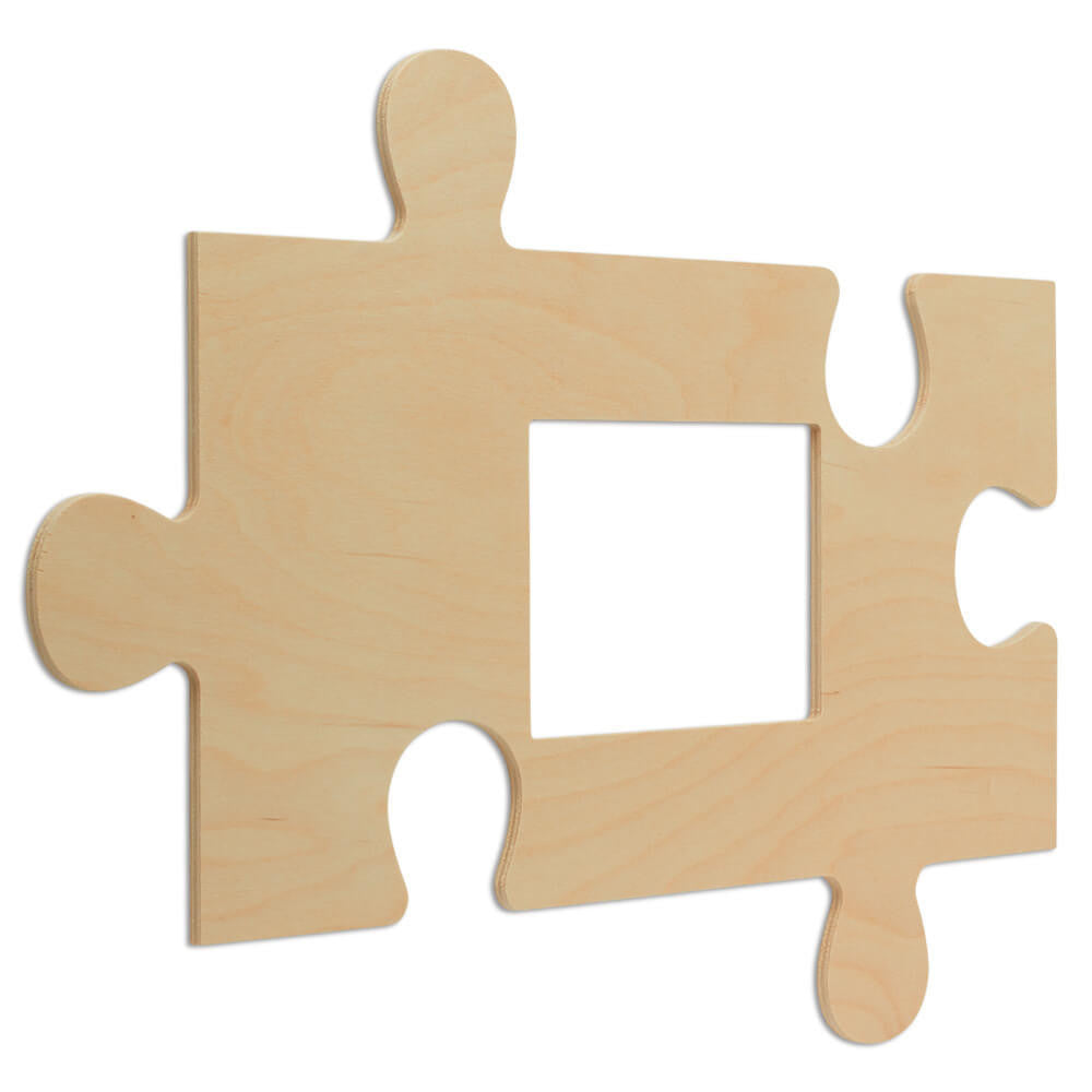 Woodpeckers Crafts Wood Puzzle Piece Cutout, 21" x 12", with 5" x 7" Photo Frame