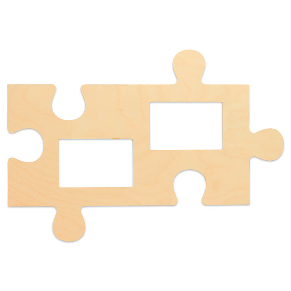 Woodpeckers Crafts Wood Puzzle Piece Cutout, 21" x 12", with Two 4" x 6" Photo Frames