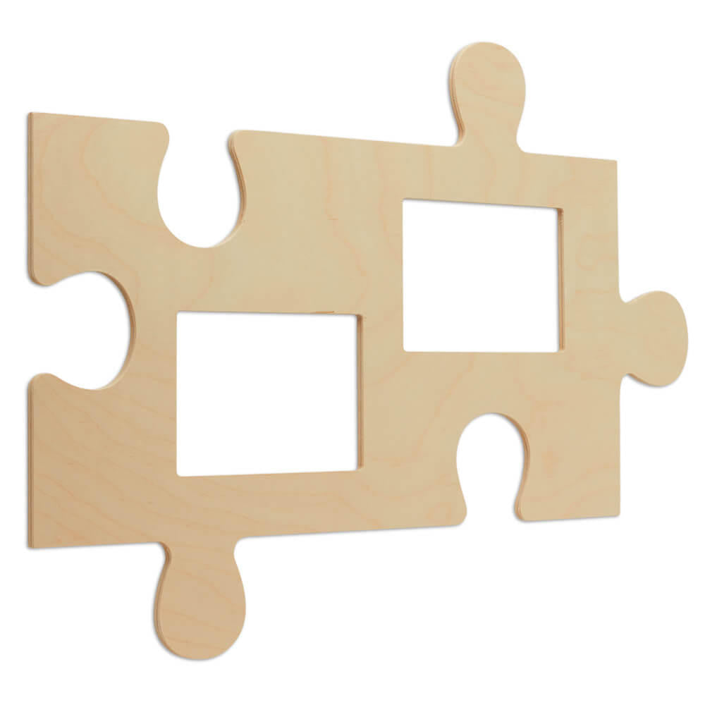 Woodpeckers Crafts Wood Puzzle Piece Cutout, 21" x 12", with Two 4" x 6" Photo Frames