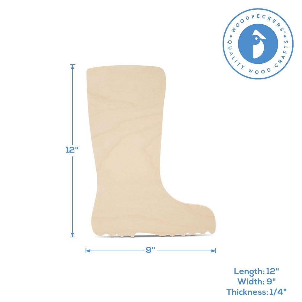 Woodpeckers Crafts Wood Rain Boot Cutout, 12”