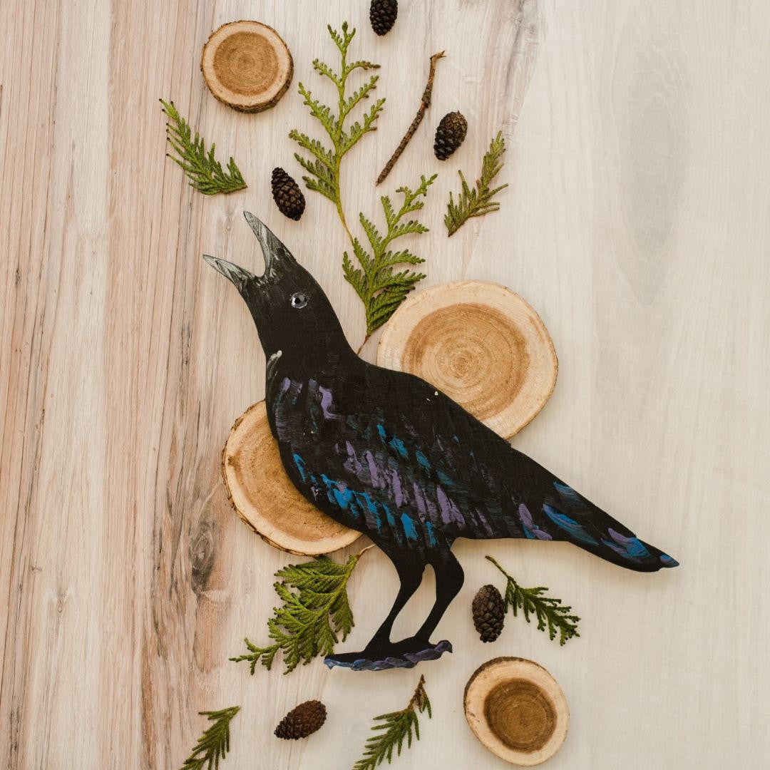Woodpeckers Crafts Wood Raven Cutout, 12" x 11"