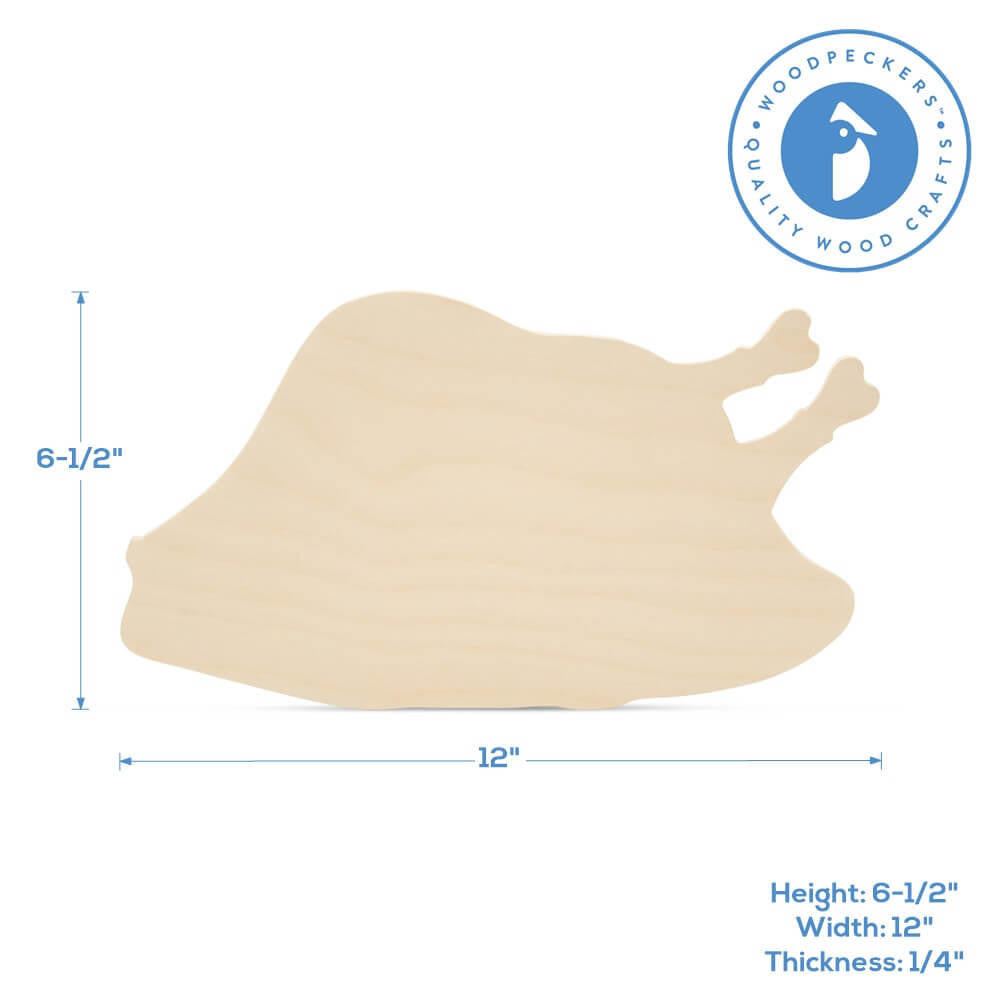 Woodpeckers Crafts Wood Roast Turkey Cutout, 12" x 6-1/2"