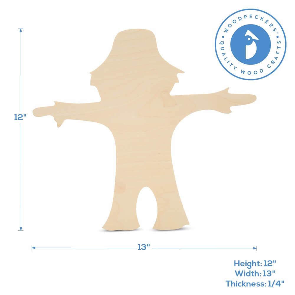 Woodpeckers Crafts Wood Scarecrow Cutout, 13" x 12"