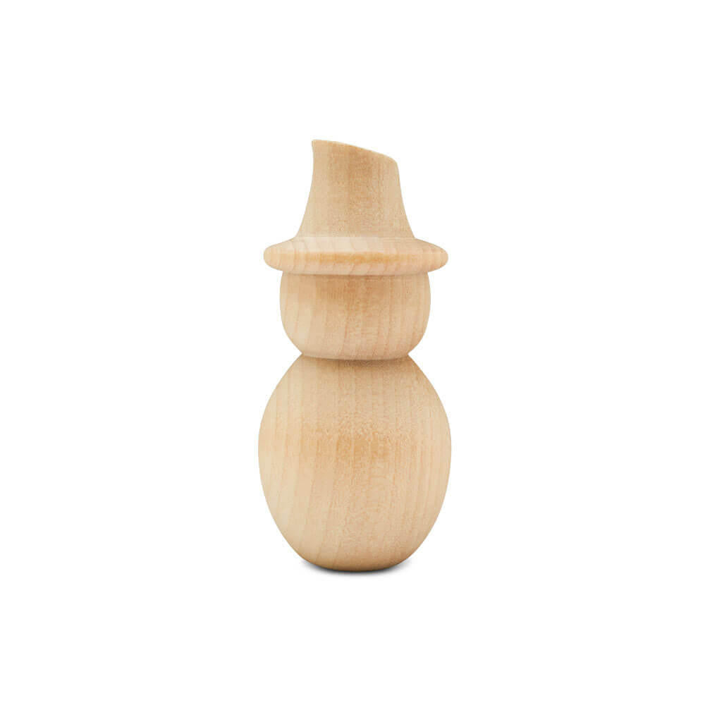 Woodpeckers Crafts Wood Snowman Half, Flat Bottom, 2-7/8"