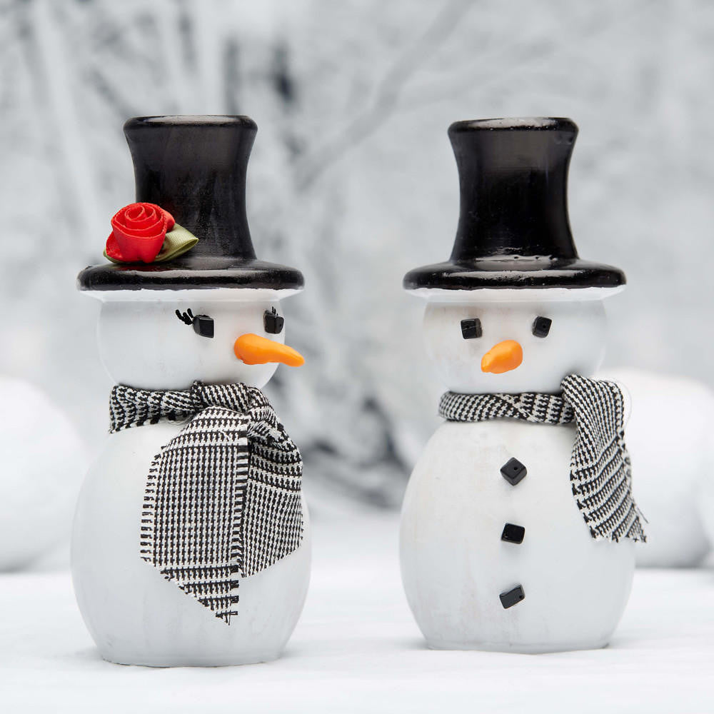 Woodpeckers Crafts Wood Snowman with Candle Holder, 5-3/4"